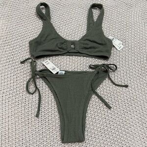NWT Aerie Olive Green Bikini Set Size Small